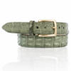 Exclusieve Ambachtelijke Riccamente Croco leren riem, Licht Gouden gesp, Bonsai Groen