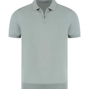 Mooie Riccamente Italiaanse Polo met halve rits Napoli Groen