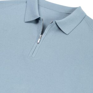 Alternative view of Mooie Riccamente Italiaanse Polo met halve rits Napoli Blauw