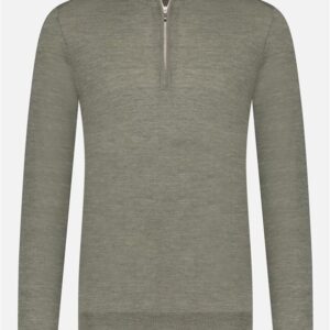 Mooie Riccamente Italiaanse Merino trui halve rits Napoli Groen