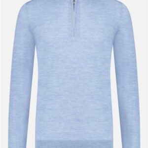 Mooie Riccamente Italiaanse Merino trui halve rits Napoli Blauw