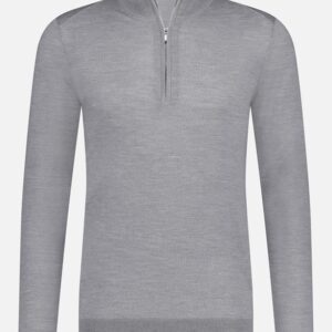 Mooie Riccamente Italiaanse Merino trui halve rits Napoli Grijs