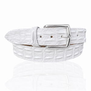 Exclusieve Riccamente Croco leren riem, Zilveren Gesp, Aventador Wit