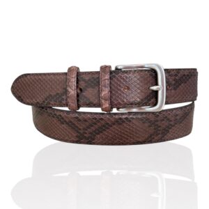Premium Riccamente Python leren riem, Chocolate Bruin