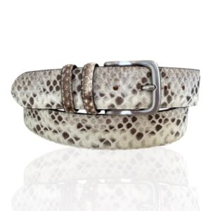 Premium Riccamente Python leren riem, Naturel Beige, Crema