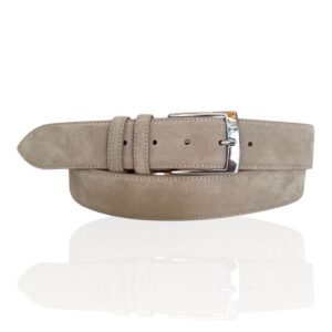 Exclusieve Italiaanse Suede leren riem, Riccamente panna cotta beige 4 cm breed