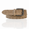 Premium Riccamente Croco leren riem, Gunmetal Gesp, Beige Creme