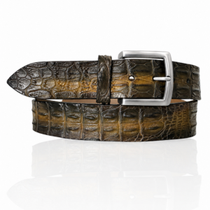 Special Handpaint Croco leren riem Mat Zilveren Gesp, Baretto Bruin, Beige, Cognac