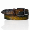 Special Handpaint Croco leren riem Gunmetal Gesp, Massimo Blauw, Bruin, Camel