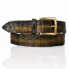 Special Handpaint Croco leren riem Gouden Gesp, Baretto Bruin, Beige, Cognac