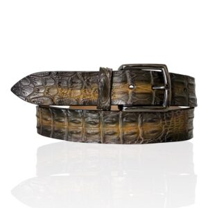 Special Handpaint Croco leren riem Gunmetal Gesp, Baretto Bruin, Beige, Cognac