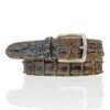 Special Riccamente Croco leren riem, Beige, Blauw
